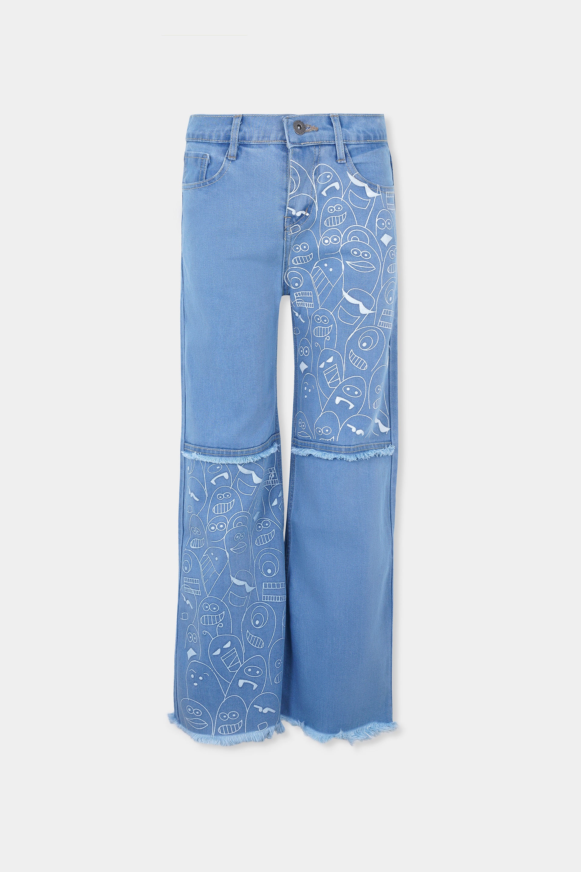 Ghost Anime Jeans Mid blue & Sky Blue color