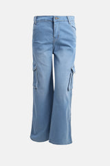 Stylish Wide Leg Cargo Jeans in Super Stretch Denim