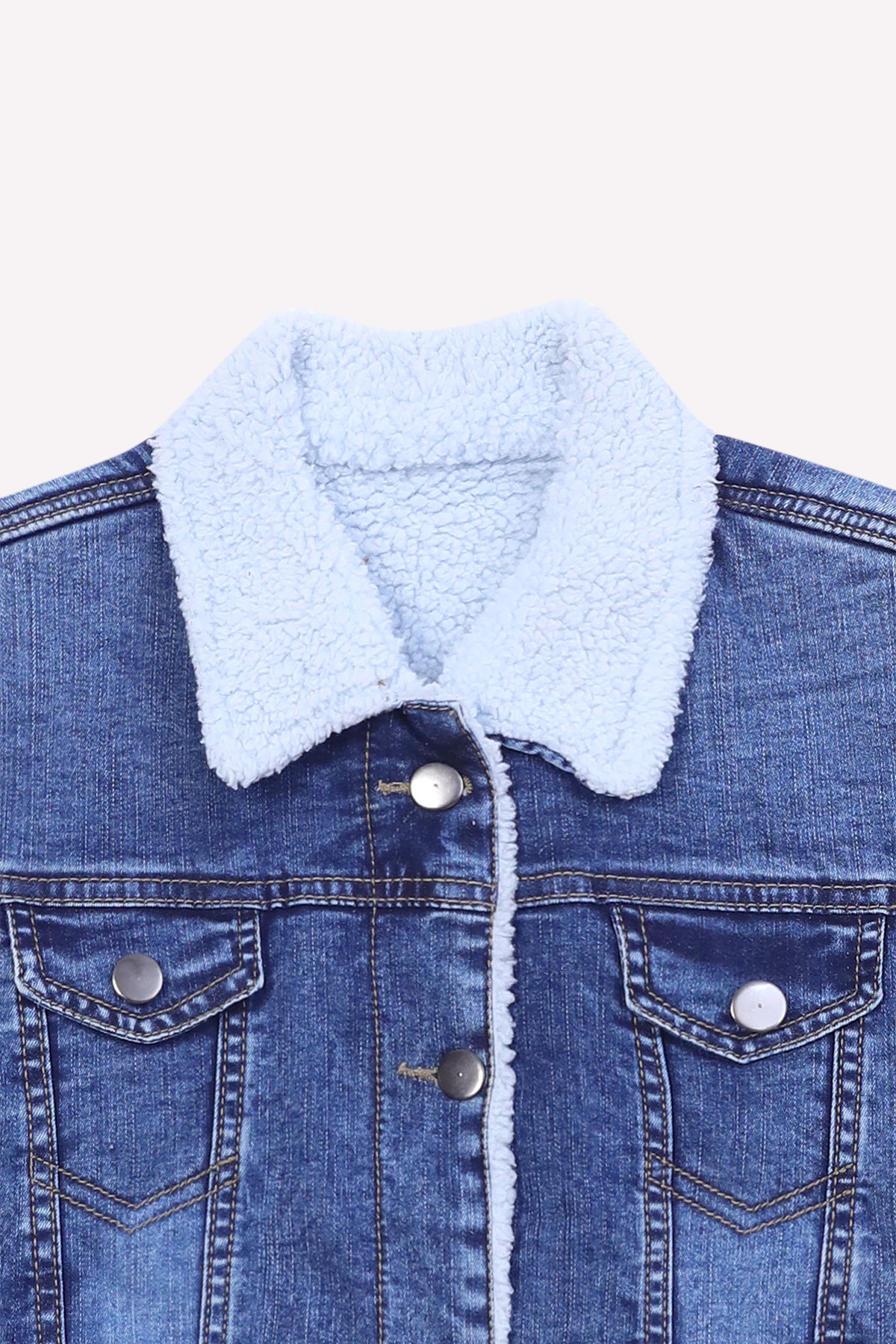 Denim Collar Fur Jacket