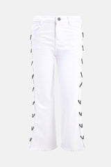 Trendy Bell Bottom Side Buckle Jeans in Super Stretch Denim