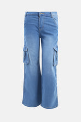 Stylish Wide Leg Cargo Jeans in Super Stretch Denim