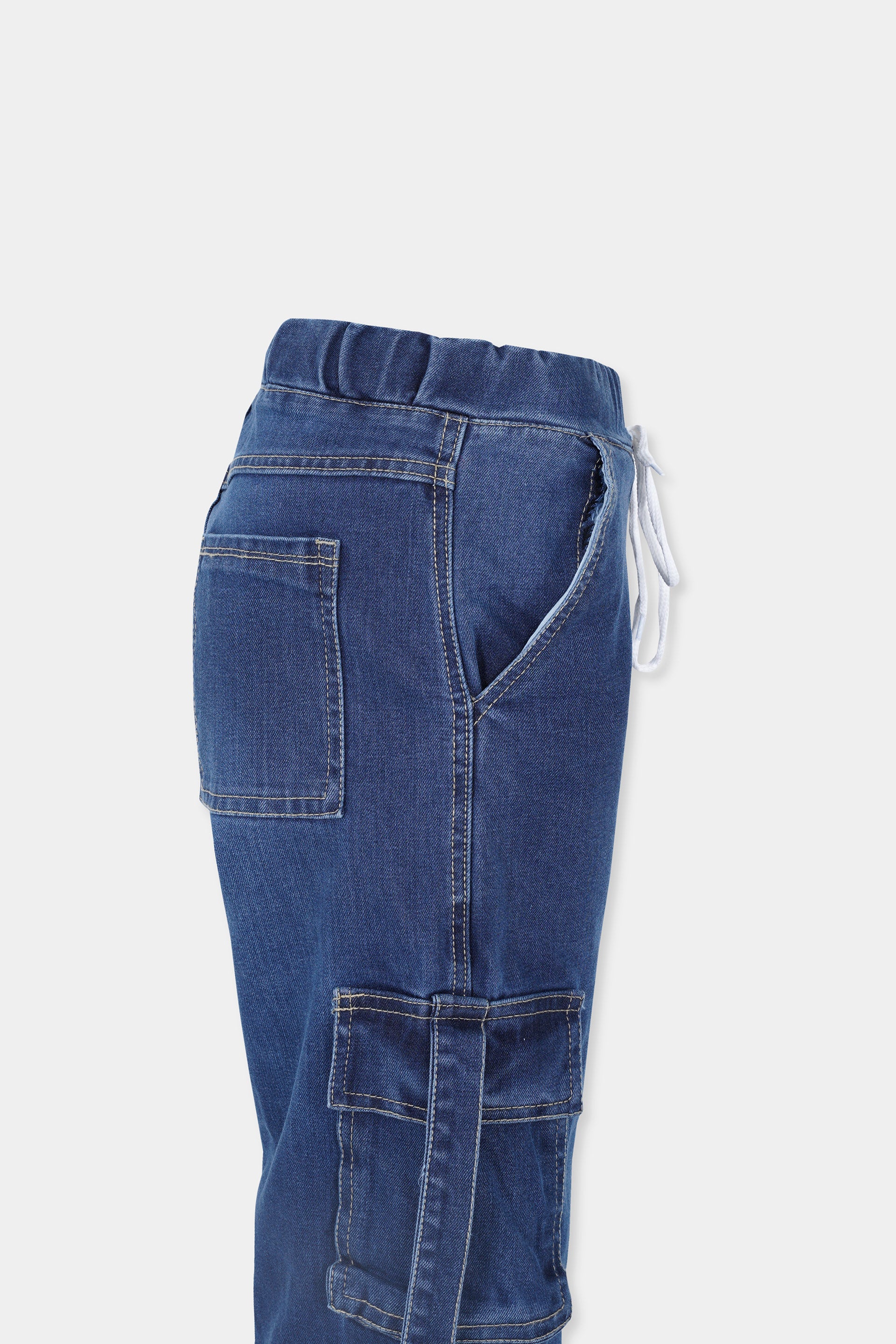 8 Pocket Cargo Jeans Mid blue & Sky Blue color