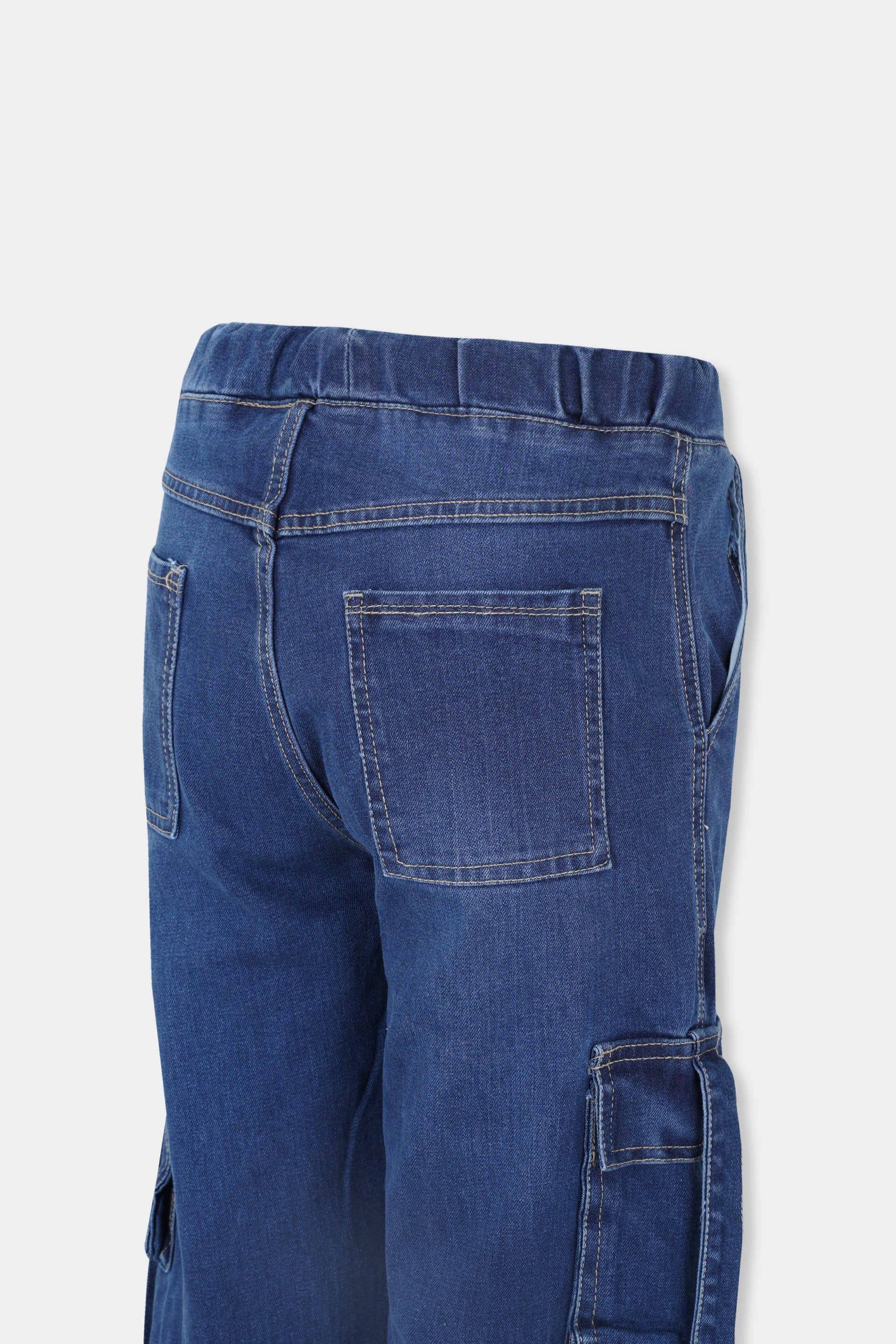 8 Pocket Cargo Jeans Mid blue & Sky Blue color