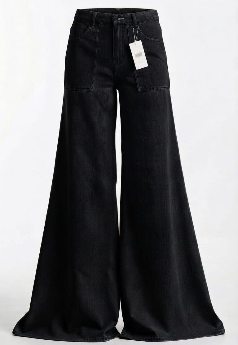 Wide leg mega jeans black